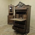 ANTIQUE - François OAK WOOD SECRETARY BOOKMATCHED VENEER 1890