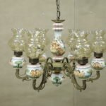 ANTIQUE - VINTAGE CAPODIMONTE PORCELAIN CHERUBS 6 ARM CHANDELIER 1910