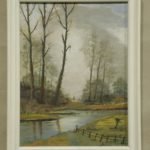ANTIQUE - FOREST RIVER WATERCOLOUR PAINTING BY BAUDVIN ORIGINAL SIGNED ART 1917