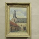 OLD - FRENCH VILLAGE LANDSCAPE OIL PAINTING 1994