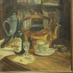 ANTIQUE - SIDE TABLE WALL HANGING PAINTING 1940